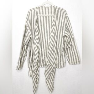 Krista Larson Lagenlook Oversized Long Sleeve Angular Striped Billowy Cardigan